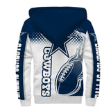 Dallas Cowboys Fleece Jacket Design Printed Ball Flame 3D