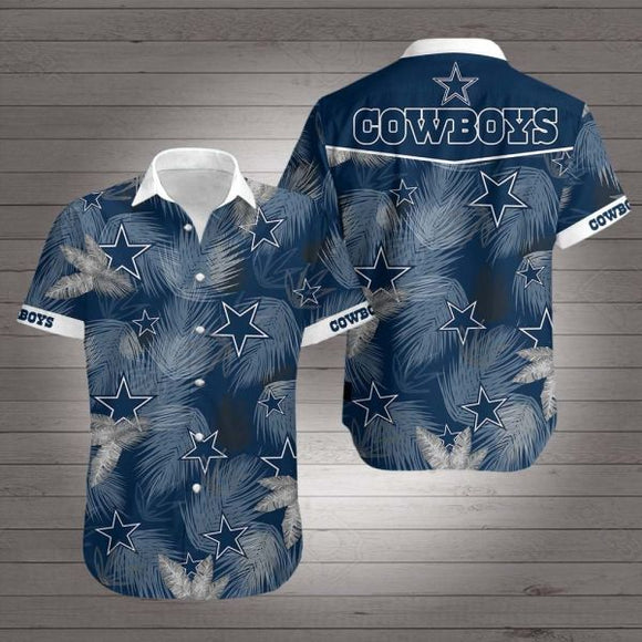 Dallas Cowboys Hawaiian Shirt Leaf Graphic