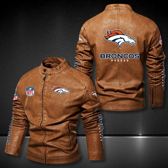 Denver Broncos Leather Jacket Winter Coat
