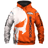 Denver Broncos Men's Hoodies Skull Printed