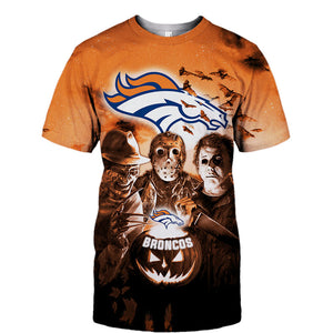 Denver Broncos T shirt 3D Halloween Horror Night T shirt
