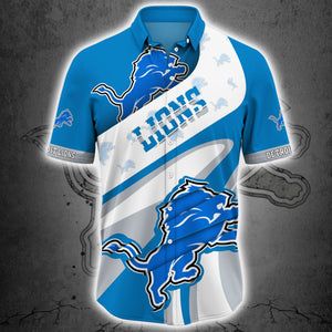 Detroit Lions Button Up Shirt Short Sleeve Big Logo