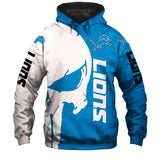 Detroit Lions Hoodies Skull Printed