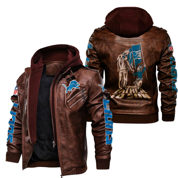 Detroit Lions Leather Bomber Jacket From Father To Son