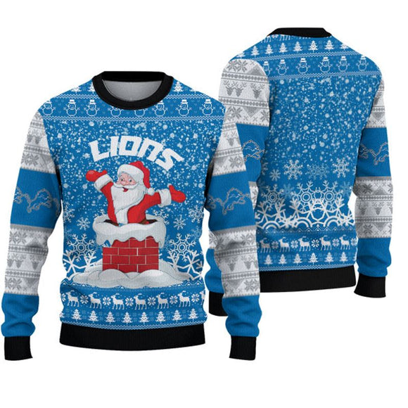 Detroit Lions Sweatshirt Christmas Funny Santa Claus