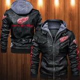 Detroit Red Wings Leather Jacket With Hood