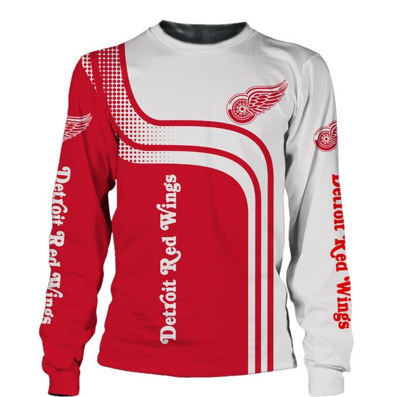 Detroit Red Wings Sweatshirt 3D Cheap Pullover Long Sleeve Crew Neck