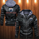 Edmonton Oilers Leather Jacket With Hood
