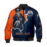 18% SALE OFF Men’s Edmonton Oilers Varsity Jacket Skull
