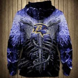 Electric Baltimore Ravens Skull Hoodies - Halloween Hoodie