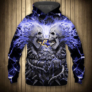 Electric Baltimore Ravens Skull Hoodies - Halloween Hoodie