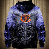 Electric Chicago Bears Skull Hoodies - Halloween Hoodie