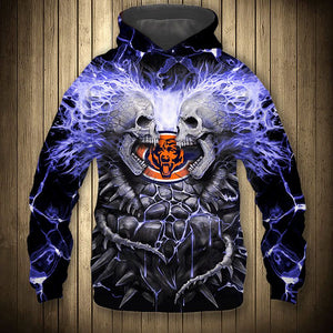 Electric Chicago Bears Skull Hoodies - Halloween Hoodie