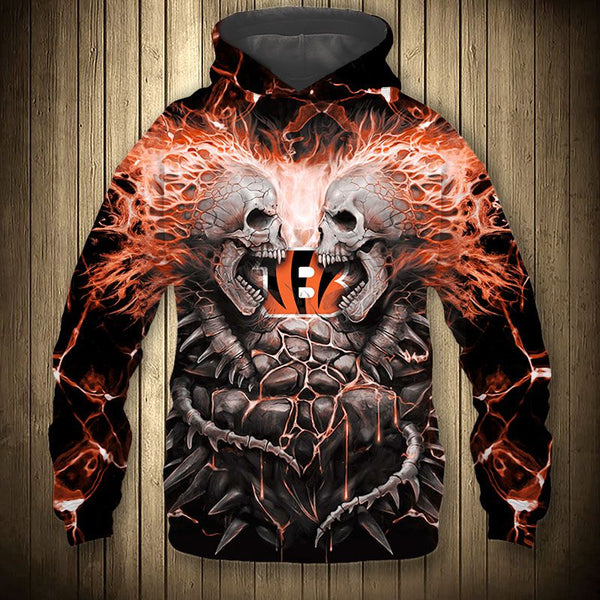 20% OFF Electric Cincinnati Bengals Skull Hoodies - Halloween