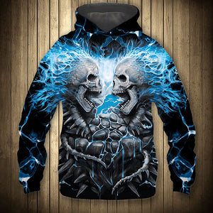 Electric Detroit Lions Skull Hoodies - Halloween Hoodie