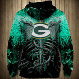 Electric Green Bay Packers Skull Hoodies - Halloween Hoodie