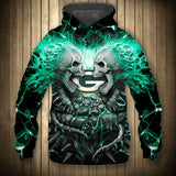 Electric Green Bay Packers Skull Hoodies - Halloween Hoodie