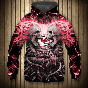 Electric Kansas City Chiefs Skull Hoodies - Halloween Hoodie