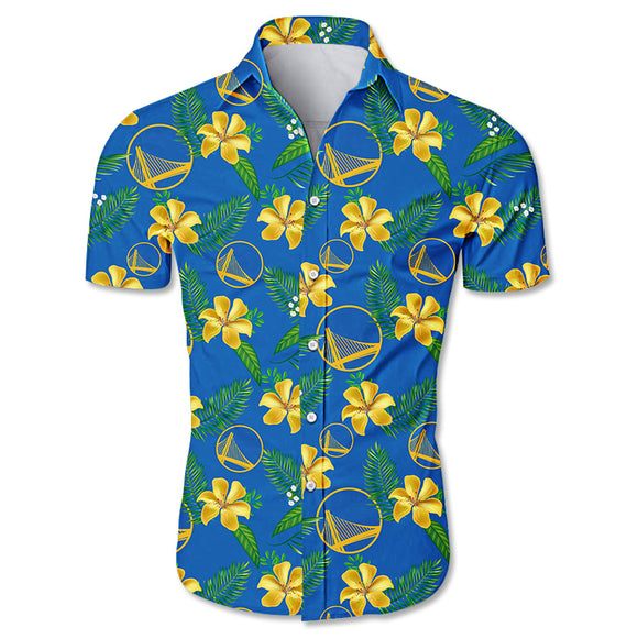 Golden State Warriors Hawaiian Shirt Small Flowers