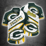 Green Bay Packers Button Up Shirt Short Sleeve Big Logo