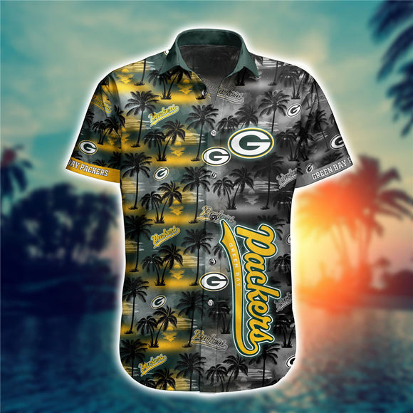 Green Bay Packers Hawaiian Shirt Palm Tree Pattern