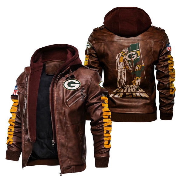 Green Bay Packers Leather Bomber Jacket From Father To Son
