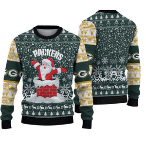 Green Bay Packers Sweatshirt Christmas Funny Santa Claus