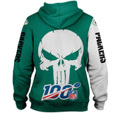 Green Bay Packers Zip Up Hoodie Skull