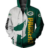 Green Bay Packers Zip Up Hoodie Skull