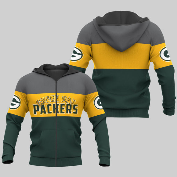 Green Bay Packers Zip Up Hoodies Extreme Pullover Hoodie 3D