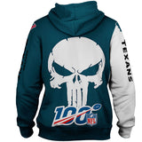 Houston Texans Hoodies Skull Printed