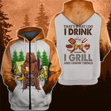 I Hate People Hoodie Bear I Drink I Grill