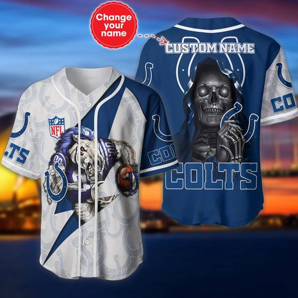 Indianapolis Colts Baseball Jersey Shirt Skull Custom Name