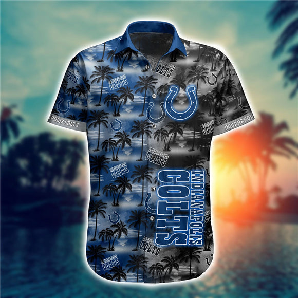 Indianapolis Colts Hawaiian Shirt Palm Tree Pattern