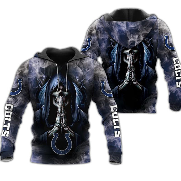 Indianapolis Colts Skull Hoodies Background Smoke
