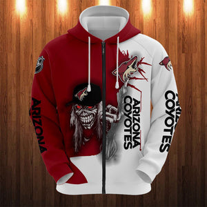 20% OFF Iron Maiden Arizona Coyotes Zip Up Hoodies Pullover Hoodies