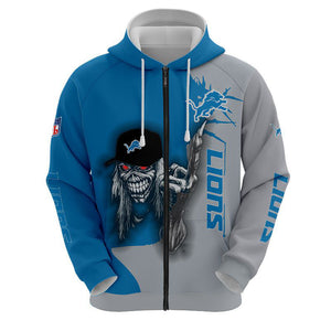 Iron Maiden Detroit Lions Zip Up Hoodies Pullover Hoodies