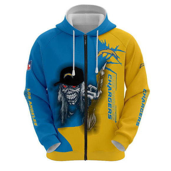 Iron Maiden Los Angeles Chargers Zip Up Hoodies Pullover Hoodies