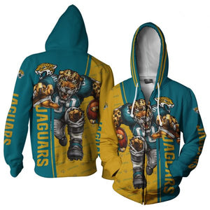 Jacksonville Jaguars Zip Up Hoodie Mascot 3D Ultra Cool