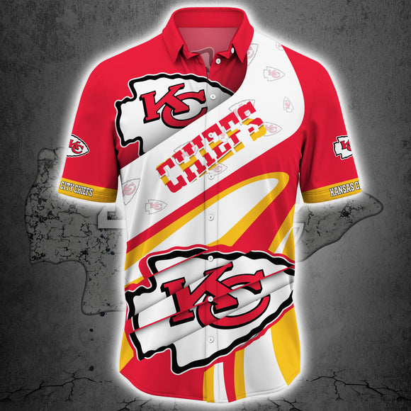 Kansas City Chiefs Button Up Shirt Short Sleeve Big Logo