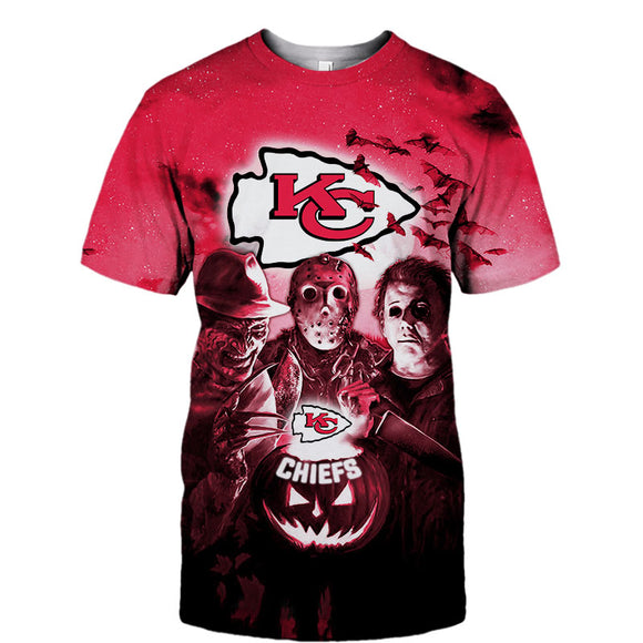 Kansas City Chiefs T shirt 3D Halloween Horror Night T shirt