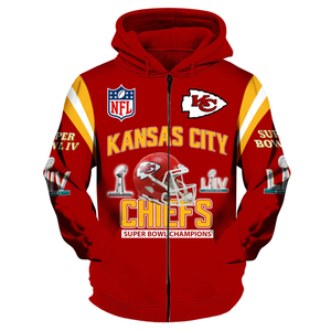 Kansas City Chiefs Zip Up Hoodies 3D Super Bowl LIV