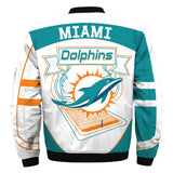 Newest Design 2019 NFL Bomber Jacket Custom Miami Dolphins Jacket For Sale