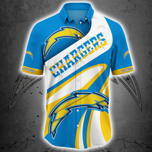 Los Angeles Chargers Button Up Shirt Short Sleeve Big Logo