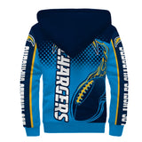 Los Angeles Chargers Fleece Jacket Printed Ball Flame 3D