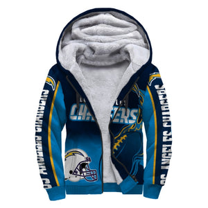 Los Angeles Chargers Fleece Jacket Printed Ball Flame 3D