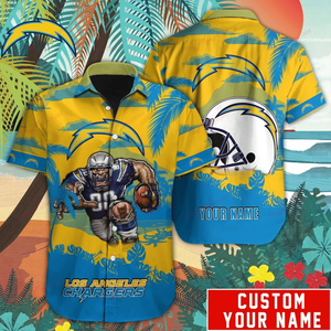 15% OFF Los Angeles Chargers Hawaiian Shirt Mascot Customize Your Name