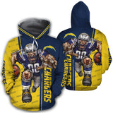 Los Angeles Chargers Hoodies Mens Mascot 3D Ultra Cool