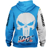 Los Angeles Chargers Hoodies Skull Printed