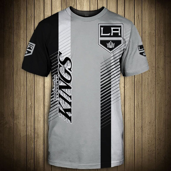Los Angeles Kings T Shirts Striped Short Sleeve